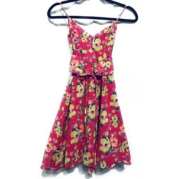 Urban Outfitters Kimchi Blue Womens Size 4 Mini Dress Corset Belt Floral Pink - Picture 2 of 8
